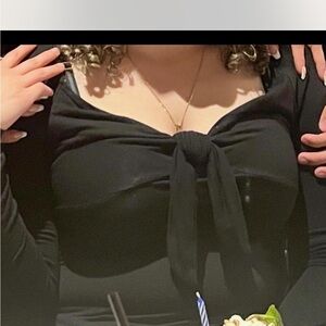 SHEIN Black Bow Detail Blouse